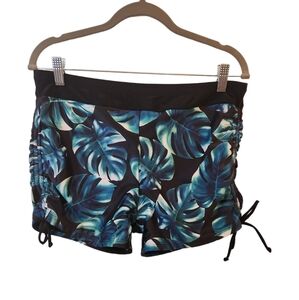 Swim Shorts/Women's/Blue Palm Leaf Print Size XL